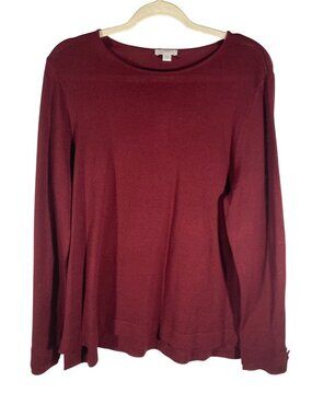J.Jill Merino Wool wine Red jewel toned Long-Sleeve Sweater Size L